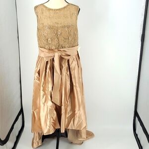 Lan Ting Bride Size 16 Champagne High Low Sleeveless Formal Bridesmaid Dress